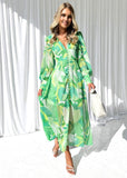 Chrys Midi Dress - Lime Floral